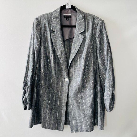 Lane Bryant Womens Gray Single Breasted Striped The Bryant Suit Blazer Size 20 - Picture 1 of 9